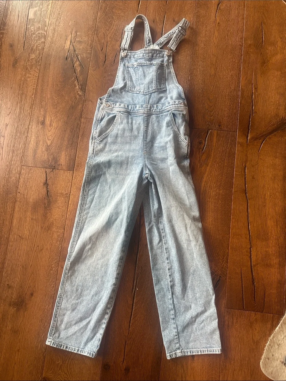 H&M Girls Light Blue Denim Overalls Jumpsuit